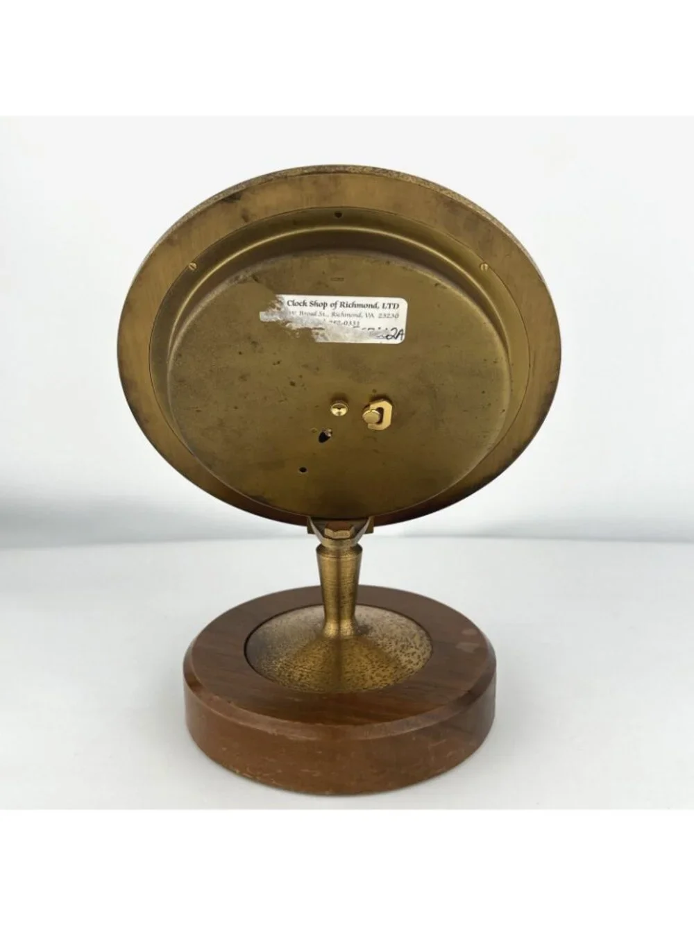 1965 MCM Lord Elgin Wood and Brass Pedestal Clock Weather Works Sales Award